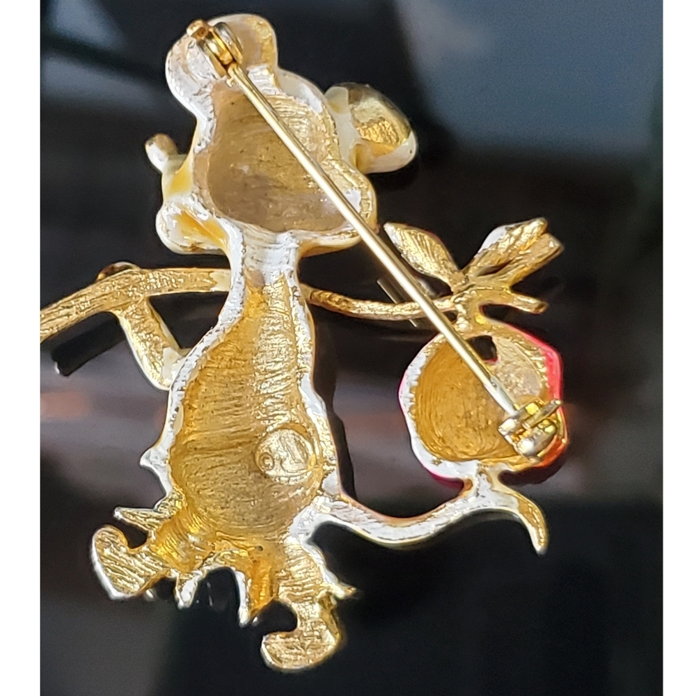 Vintage goldtone enamel hobo mouse brooch pin signed lind-gal 50's - Picture 4 of 10